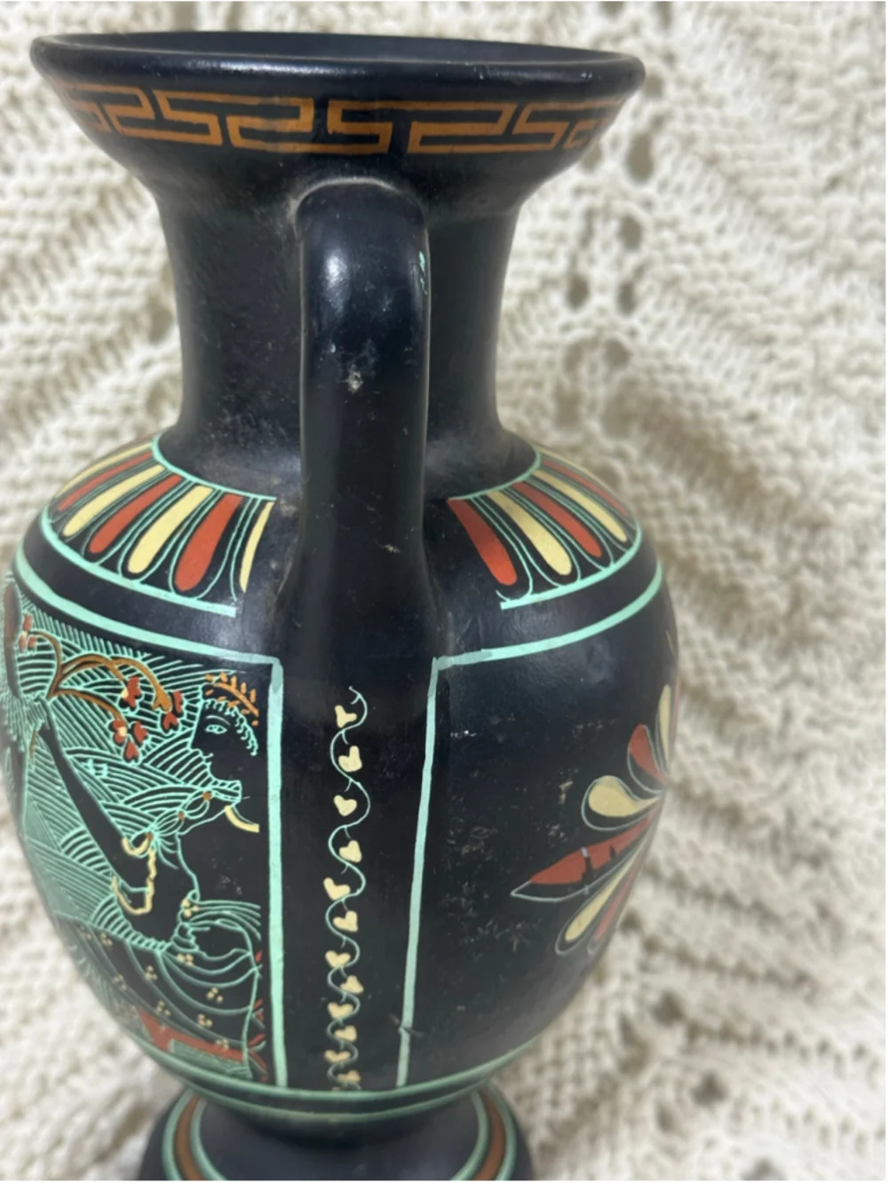 Hand Painted Greek Amphora Vase D Vassilopoulos Zeus Ganymedes Hestia 8.5”
